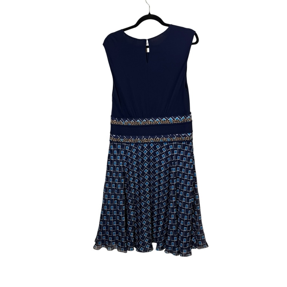 Diane Von Furstenberg Rosalie Midnight Viscose and Silk Pleated Midi Dress sz 14 - Picture 6 of 16